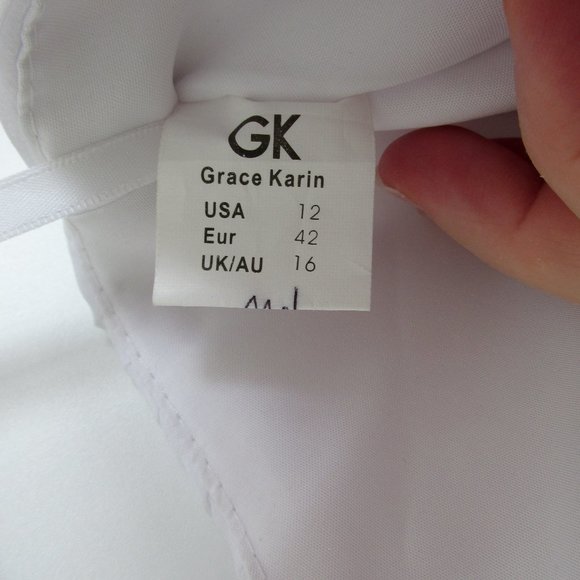 Grace Karin B&W Long Gown Rhinestones One Strap NYE Size 12 - Picture 9 of 10